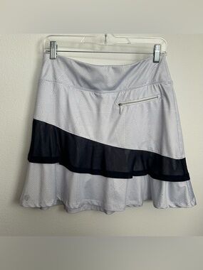 Gg Blue Mini Skort with Blue Pattern and Ruffle